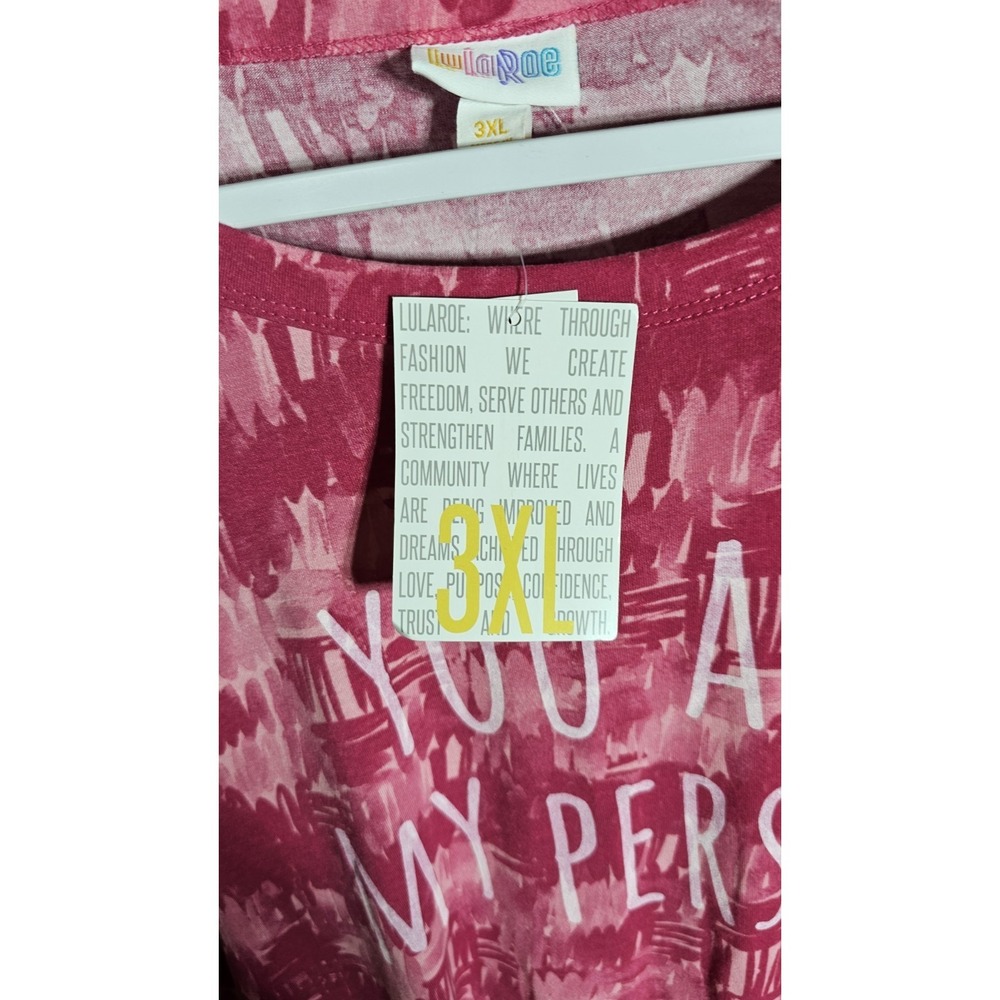 Lularoe YOU ARE MY PERSON Top Womens Size 3XL Pink Stretch Short Sleeve Tee New - Picture 5 of 9